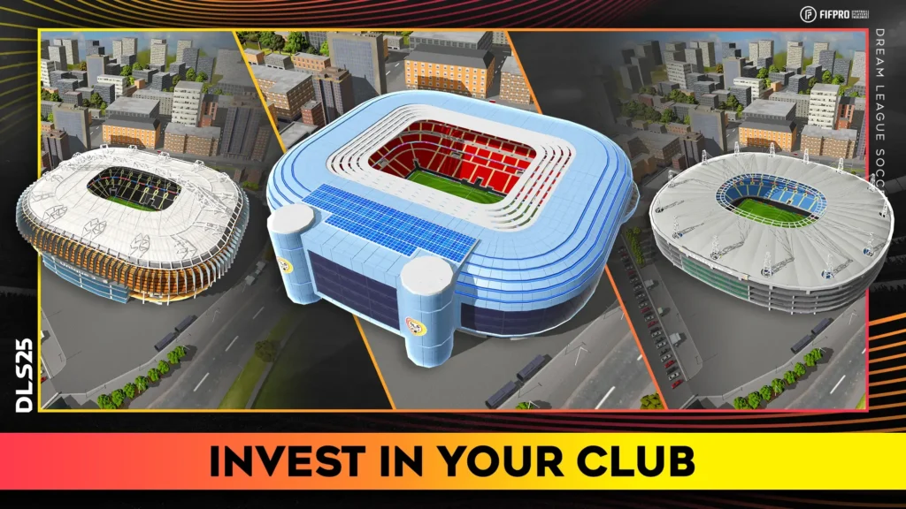Dream League Soccer 2025 MOD APK Screenshot Showing All Players Unlocked and Ultra HD Graphics in Offline Mode